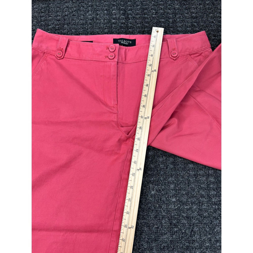 Talbots Heritage Fit Womens Coral Pink Crop Pants Straight Leg Stretch Chino 12 - Picture 8 of 9